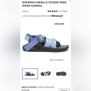 Chaco Women’s Mega Z/Cloud Wide Strap Sandal Size 10 Pucker Hydrangea Color NWOT